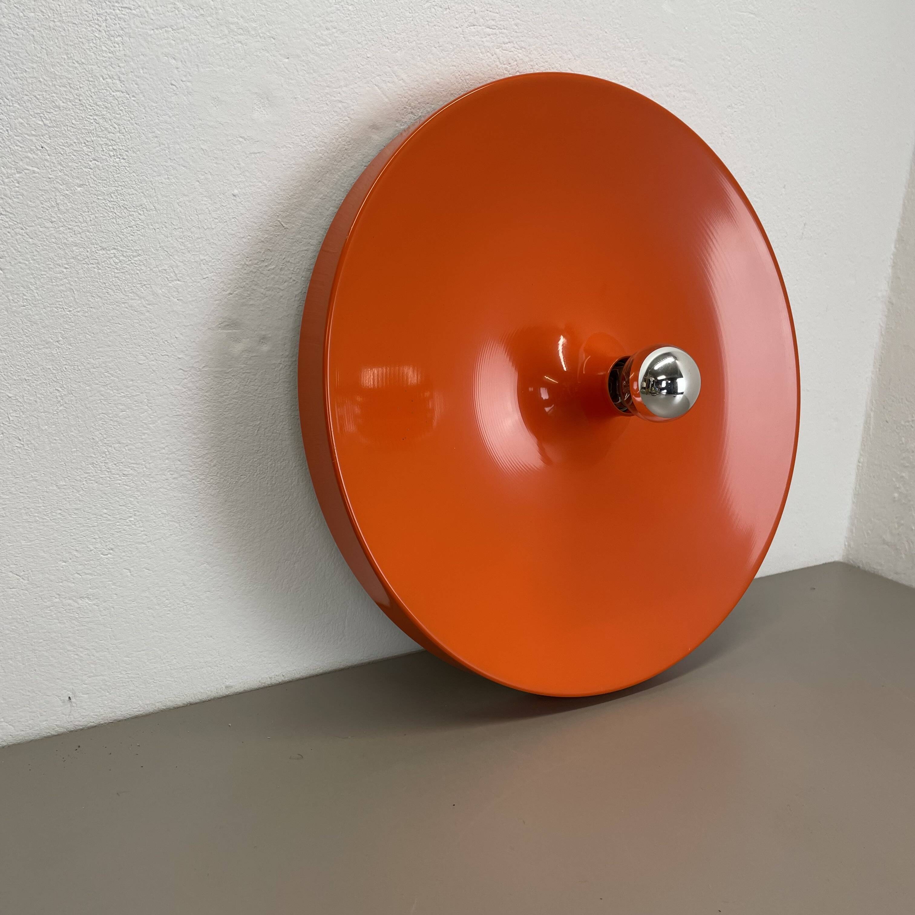 Rare Orange 50cm Charlotte Perriand Disc Wall Light by Staff, Germany 1970
