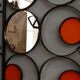 70s design, wrought iron, orange glass