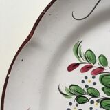 Assiette faience ancienne décor panier & oiseau