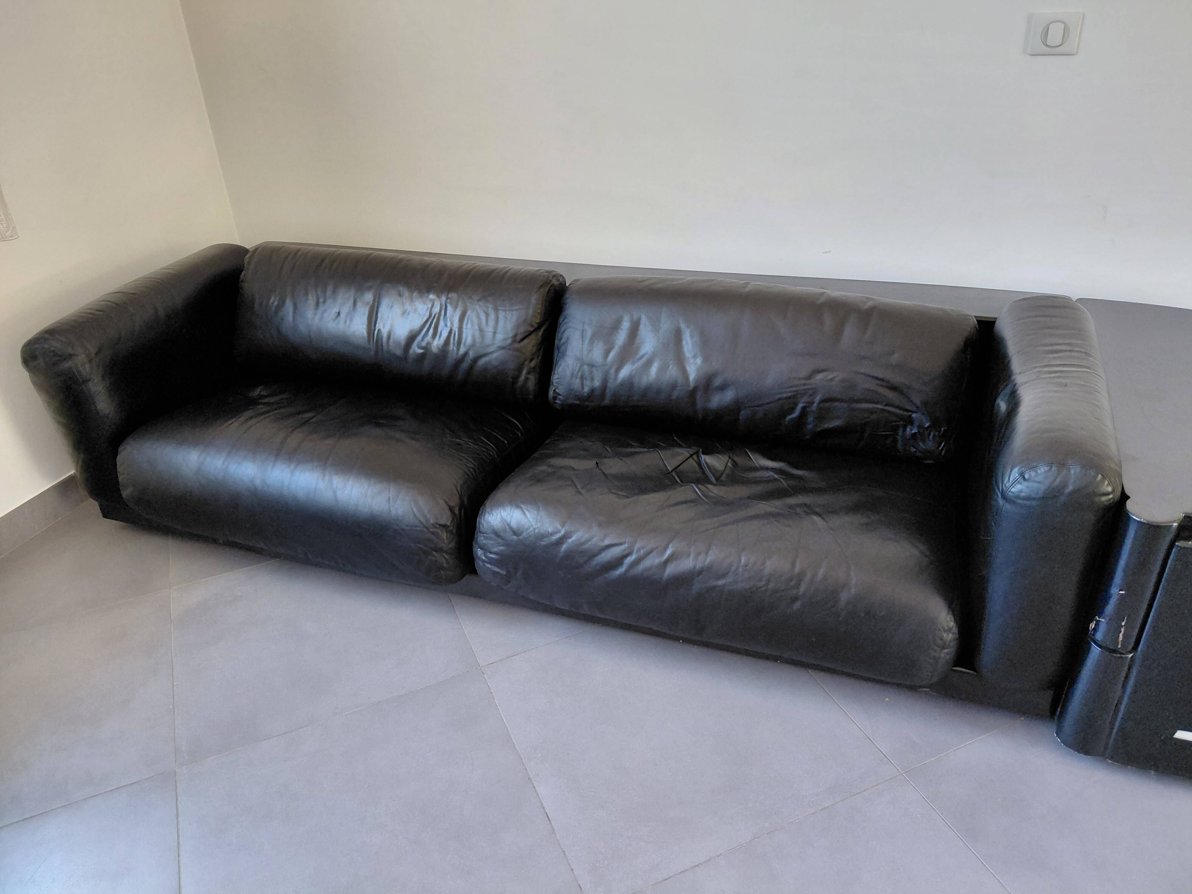 Cini Boeri - Gradual Lounge Sofa Black Leather Knoll/Gavina