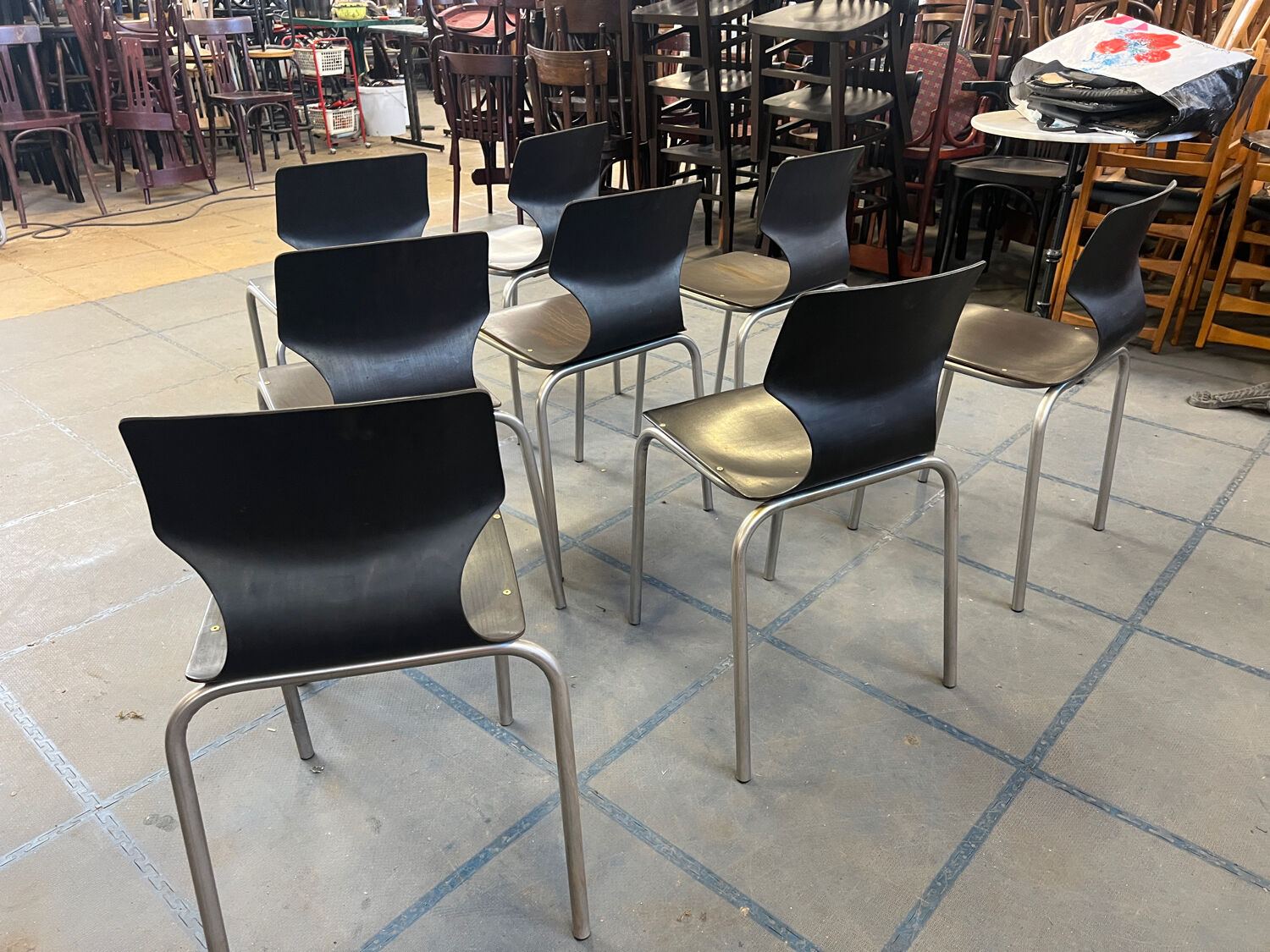 Set of 8 Pagholz chairs.