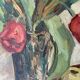 Vintage Still life with Tulips and apple, Oil Painting signed by M. Jonsson