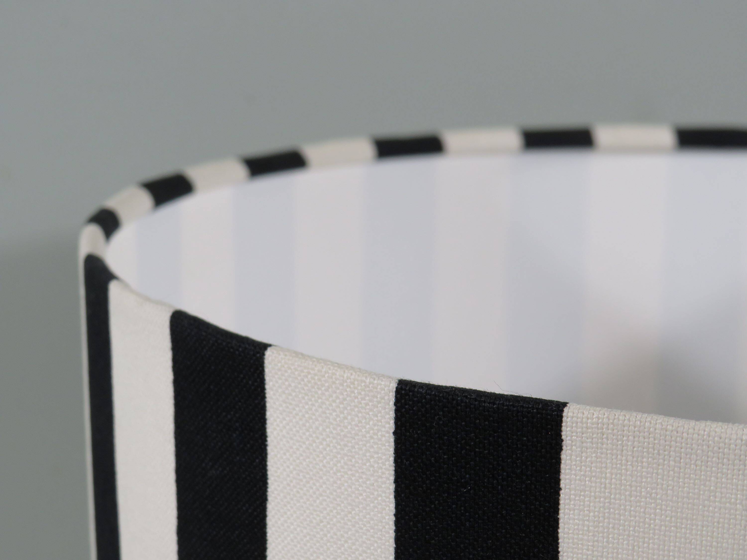 Vintage Ikea table lamp in white ceramic, Memphis style with black and white lampshade.