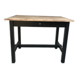 Old farm dining table, solid wood and black foot
