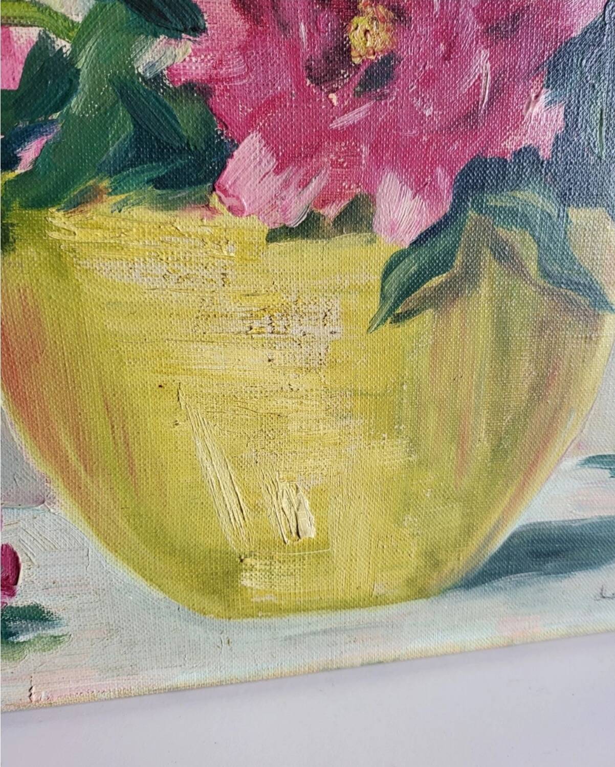 Tableau huile sur toile bouquet de fleurs, XXème