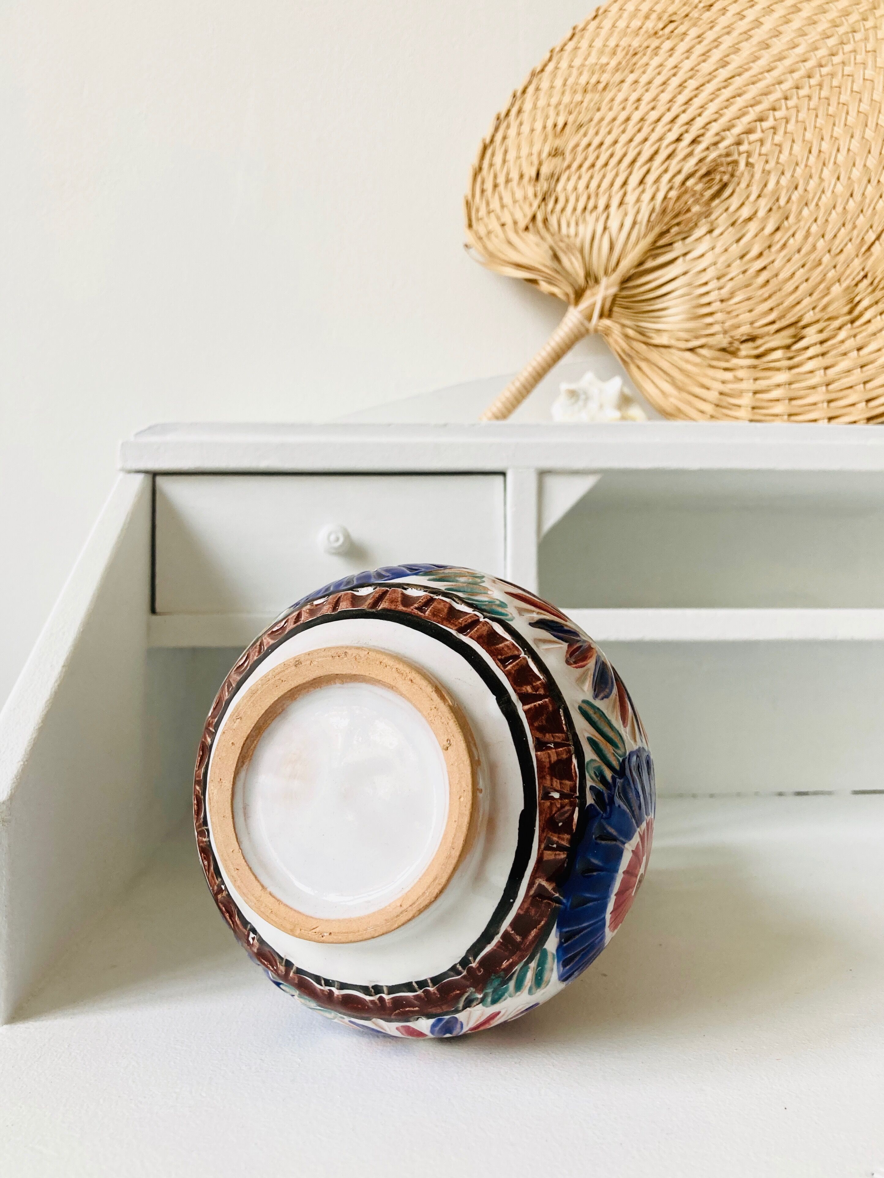 Enamelled terracotta vase