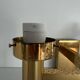 Double opal glass and heavy brass, large minimalist cinema wall light, 1960s, Germany