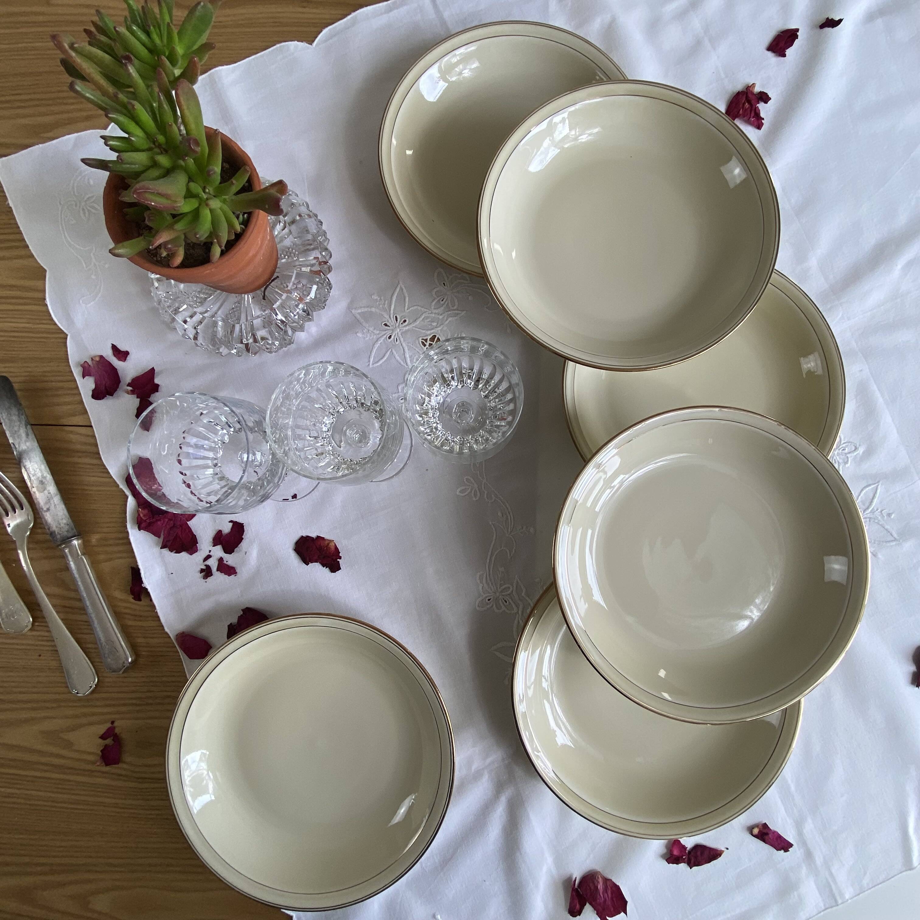6 deep plates, antique porcelain from Limoges, old royal factory.