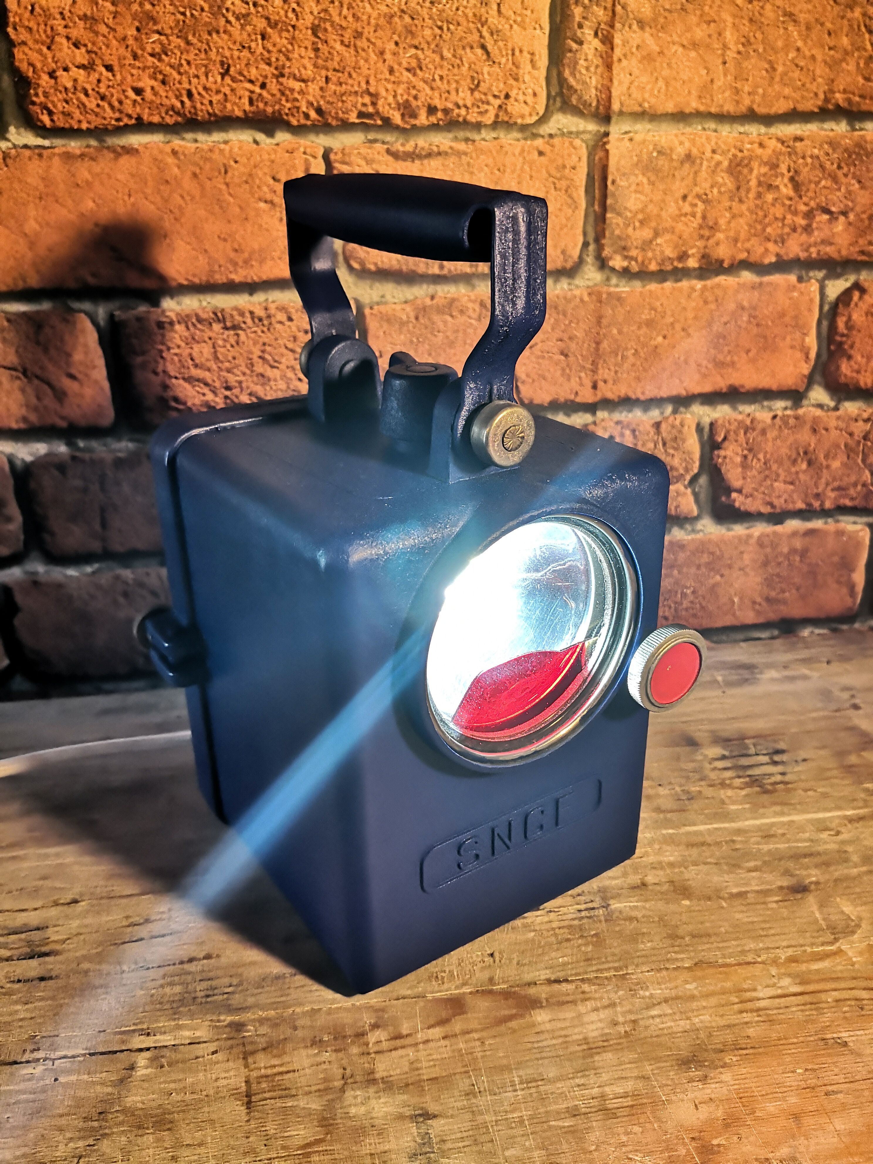 Vintage SNCF lamp with red white blue LED