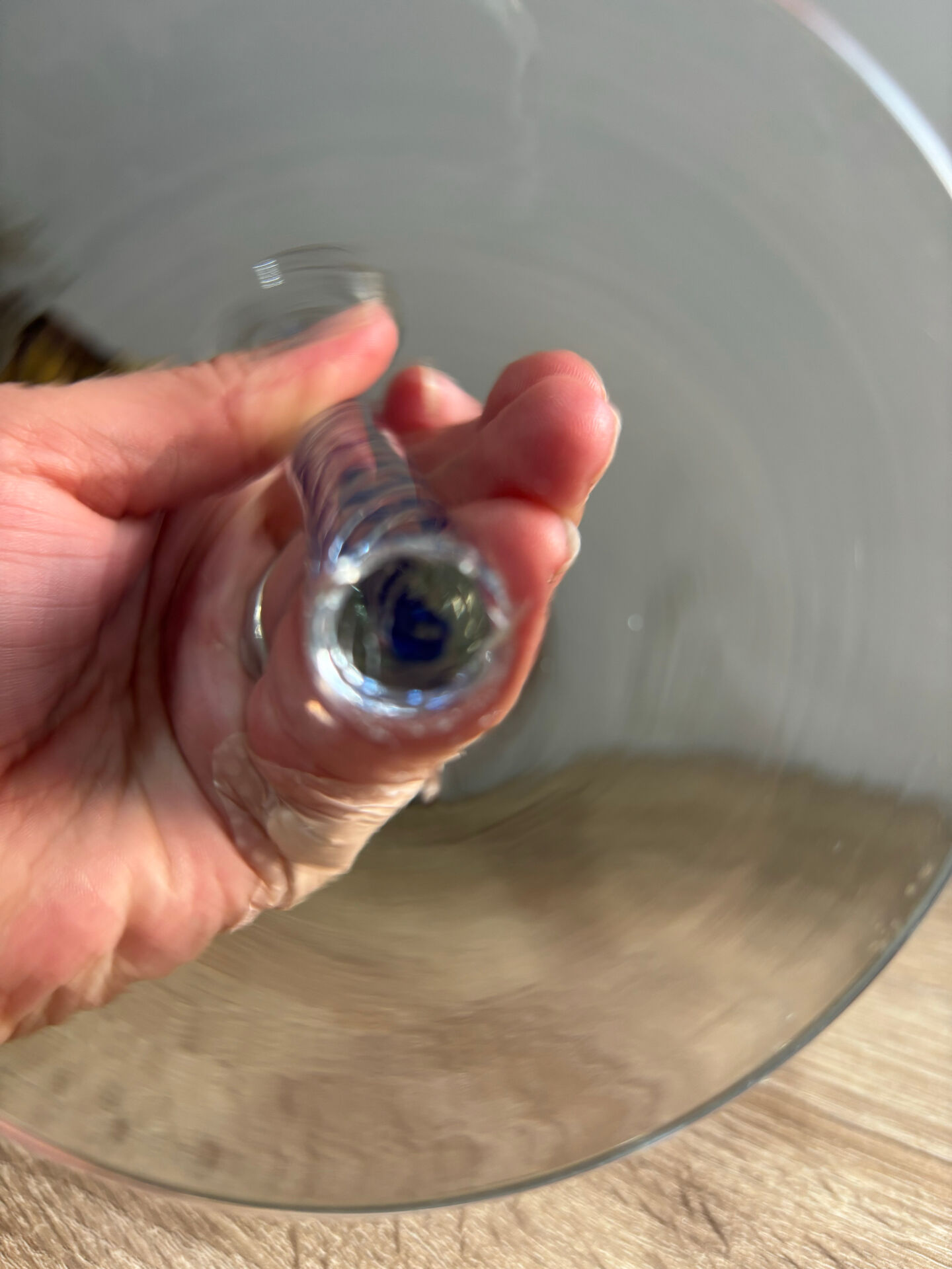 Blue spiral glass candlestick