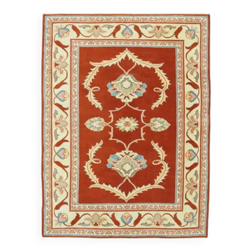 1970s Vintage Turkish Oushak Handmade Wool Cotton Orange Area Rug 173x230