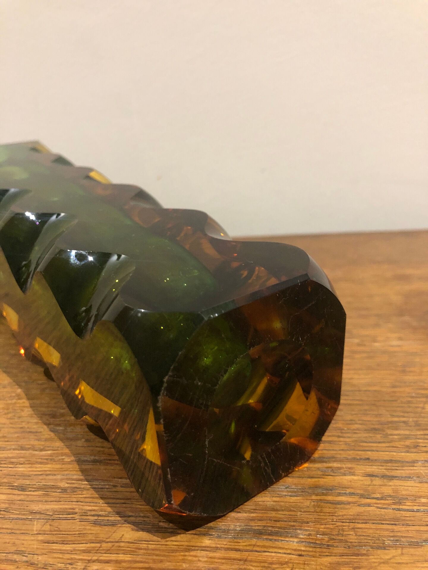 green and orange Murano vase