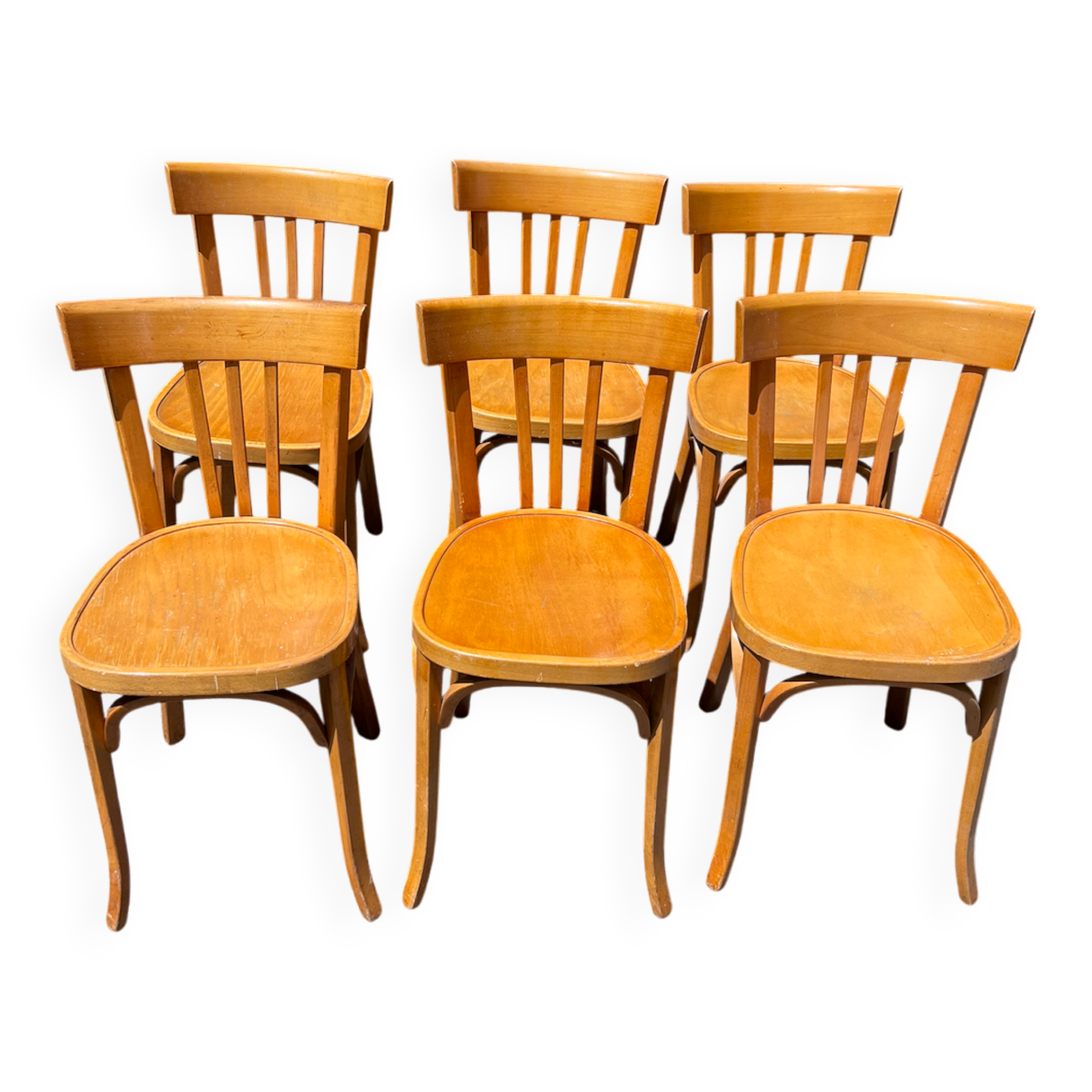 (Lot) 6 chaises Baumann bois clair