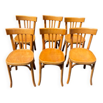 (Lot) 6 chaises Baumann bois clair