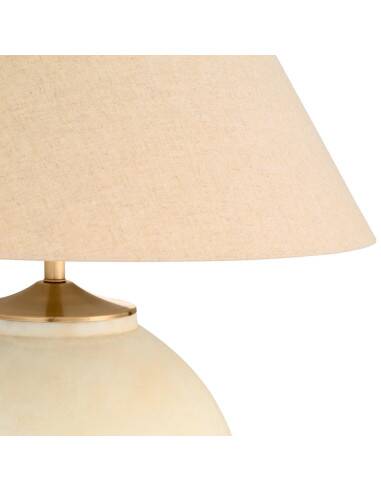 Pair of sand-colored terracotta and brushed brass table lamps