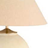 Pair of sand-colored terracotta and brushed brass table lamps