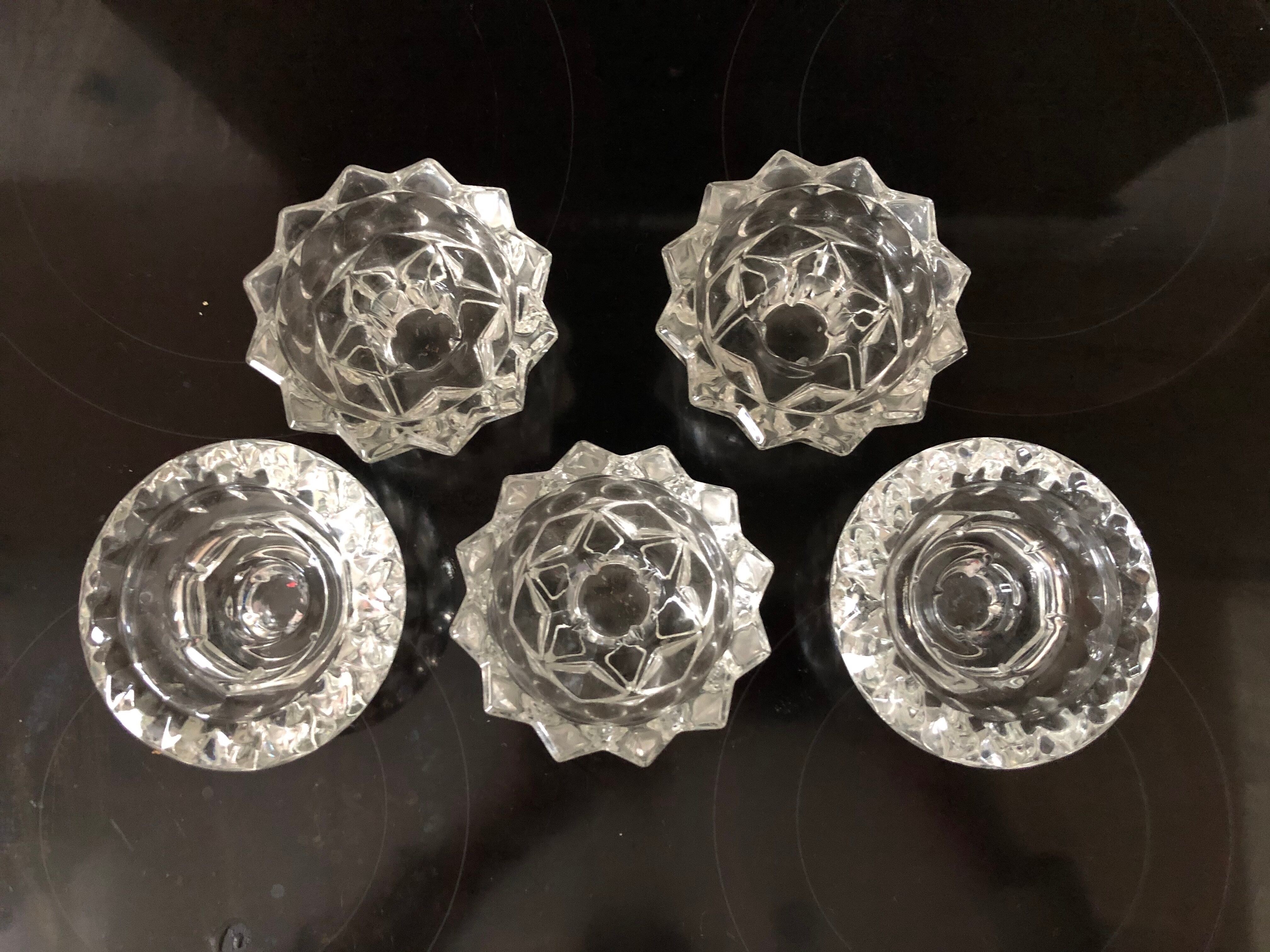 Set of 5 glass candlesticks