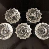 Set of 5 glass candlesticks