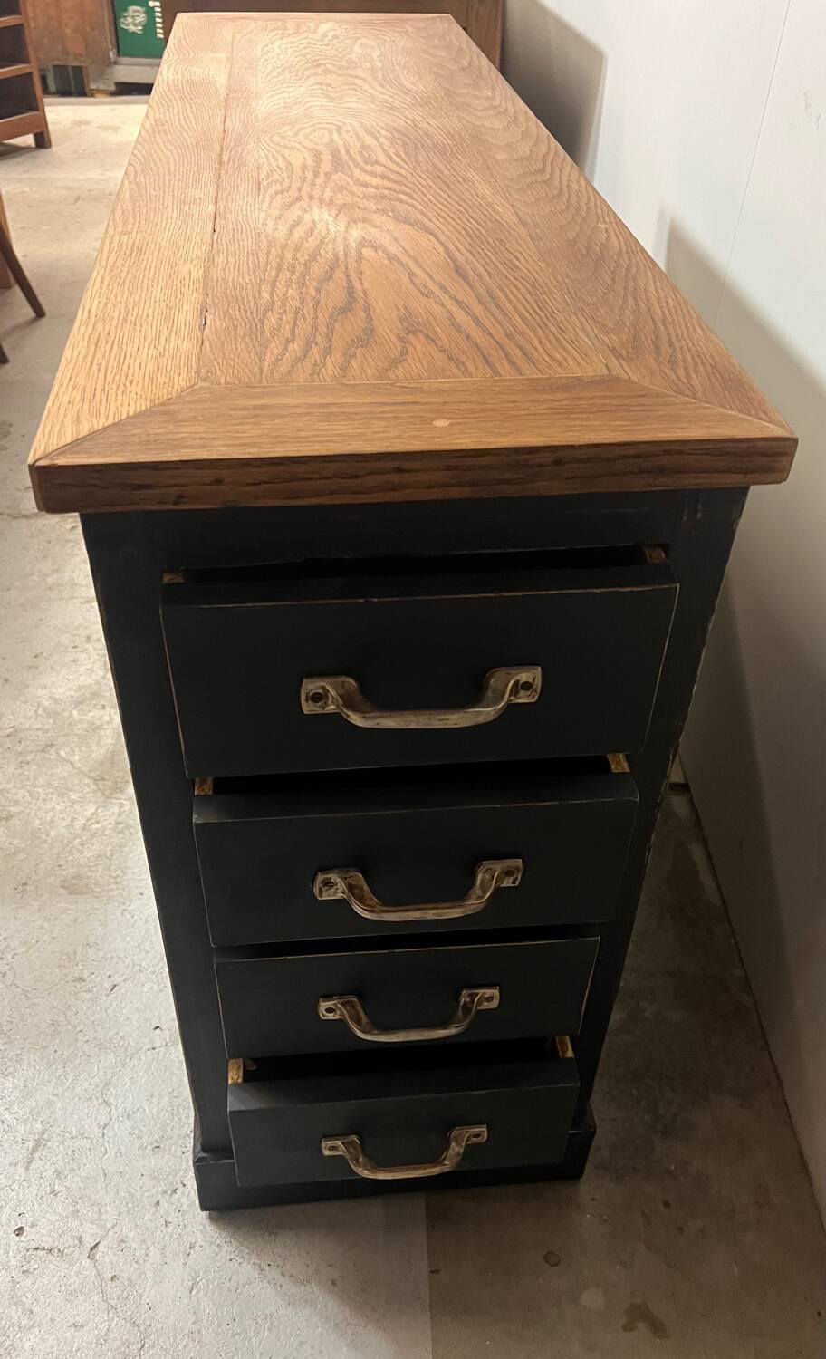 Old oak workshop drawer unit