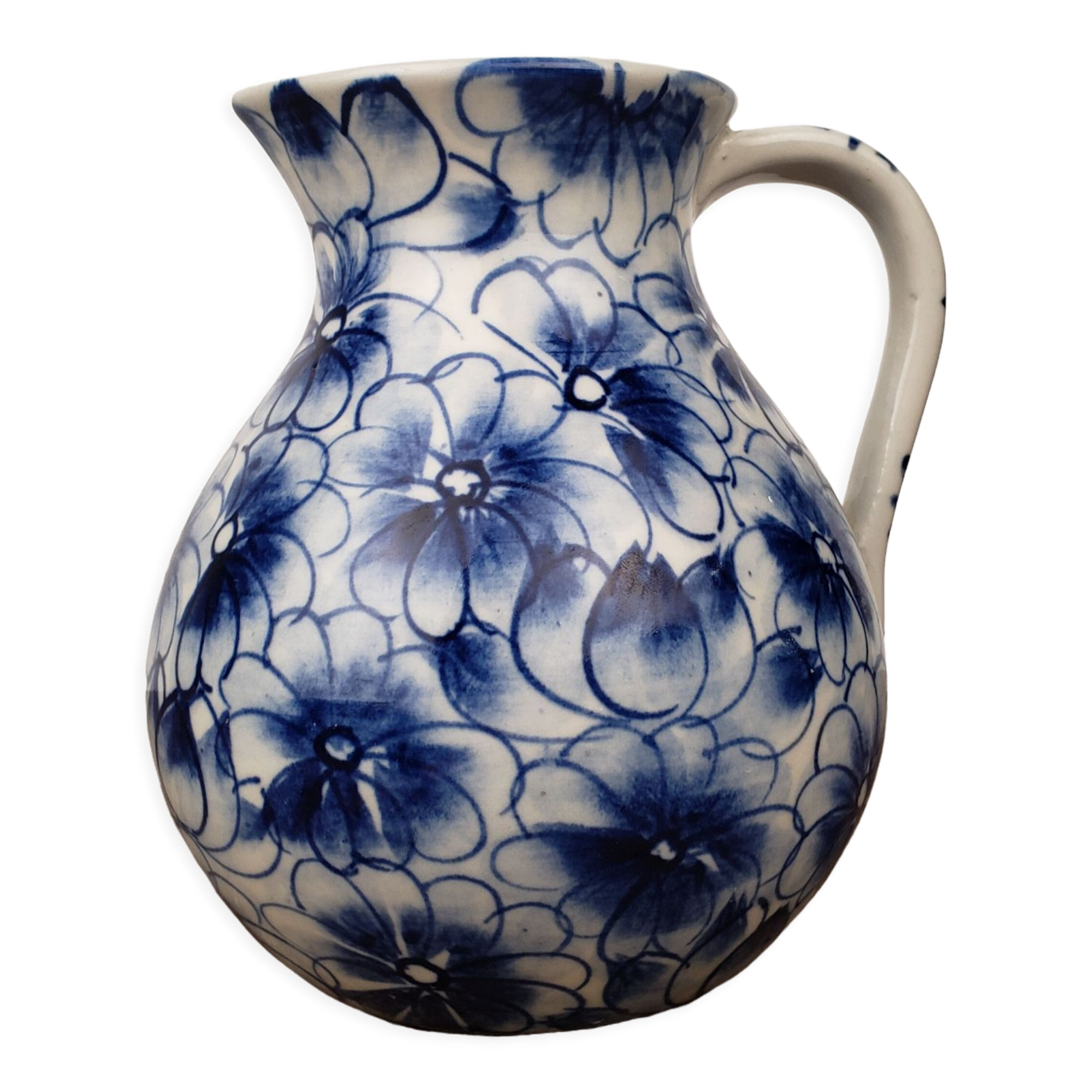 Pichet fleurs bleues