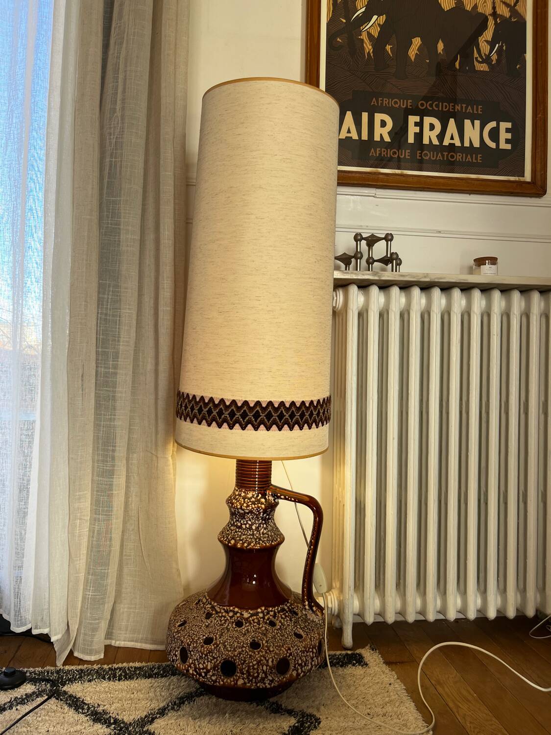 Vintage openwork ceramic lamp - 60s-70s - Fat Lava / Space style