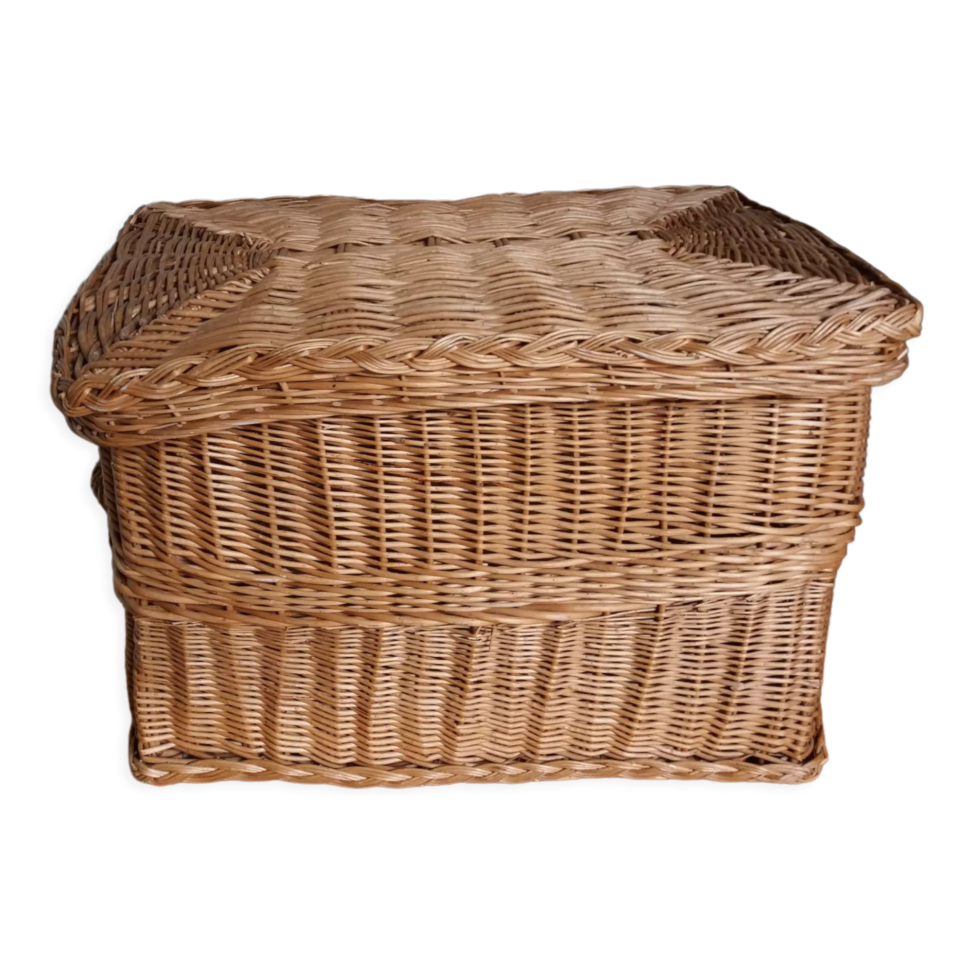 Panier en osier rotin grand coffre à jouets