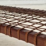 1970s, Danish side table, original very good condition, teak wood, rattan.