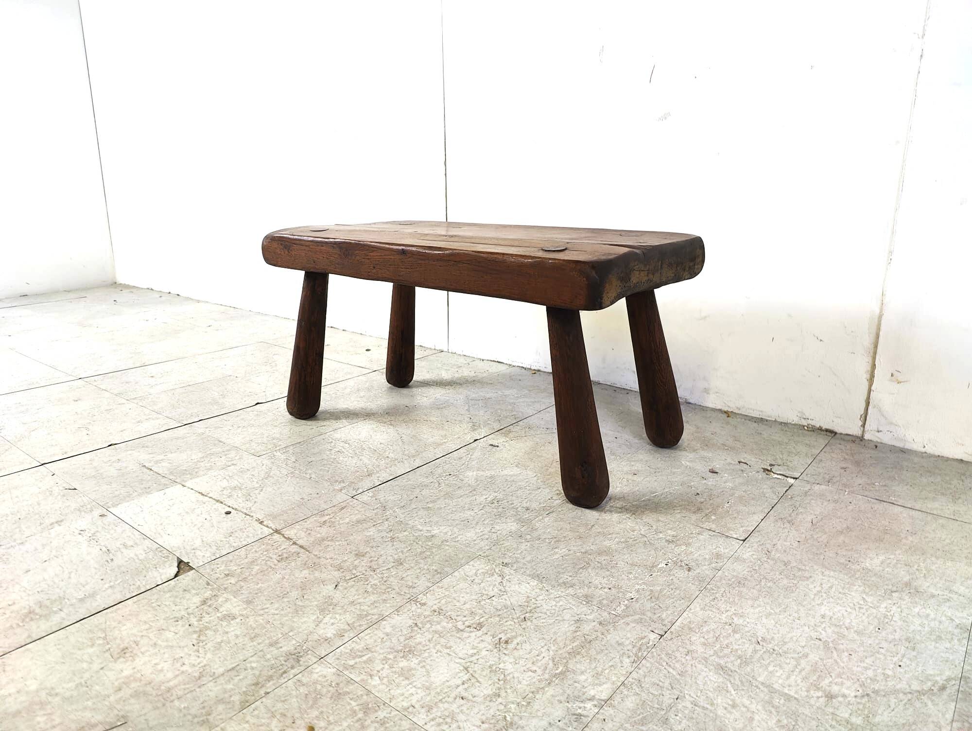 Solid wooden brutalist coffee table, 1960s