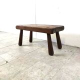 Table basse brutaliste en bois massif, années 1960