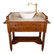 Marble and wood washbasin cabinet in Louis-Philippe style with double drawer.