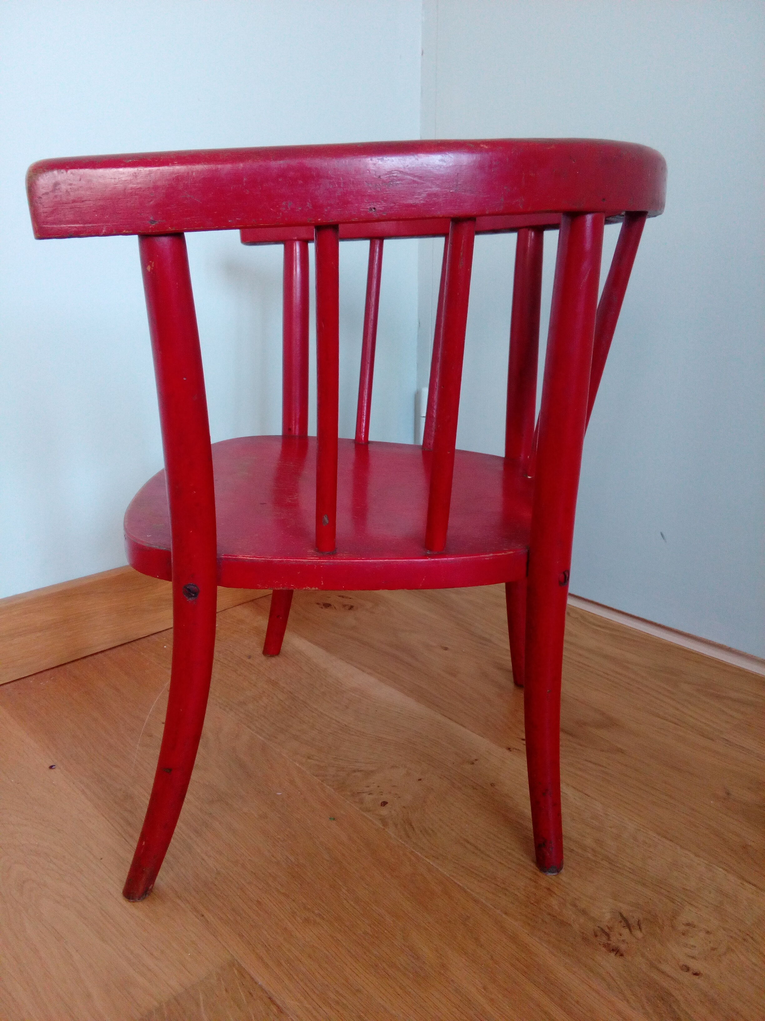 Children's chair JAPY Brothers in red lace-up curved wood