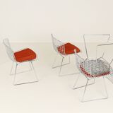 Set of four Model 420C dining chairs designed by Harry Bertoia for Knoll International, USA, 1960s