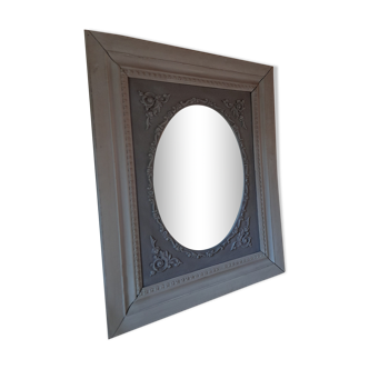 Original patinated wood mirror