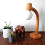 Lampe scandinave articulée en pin et opaline