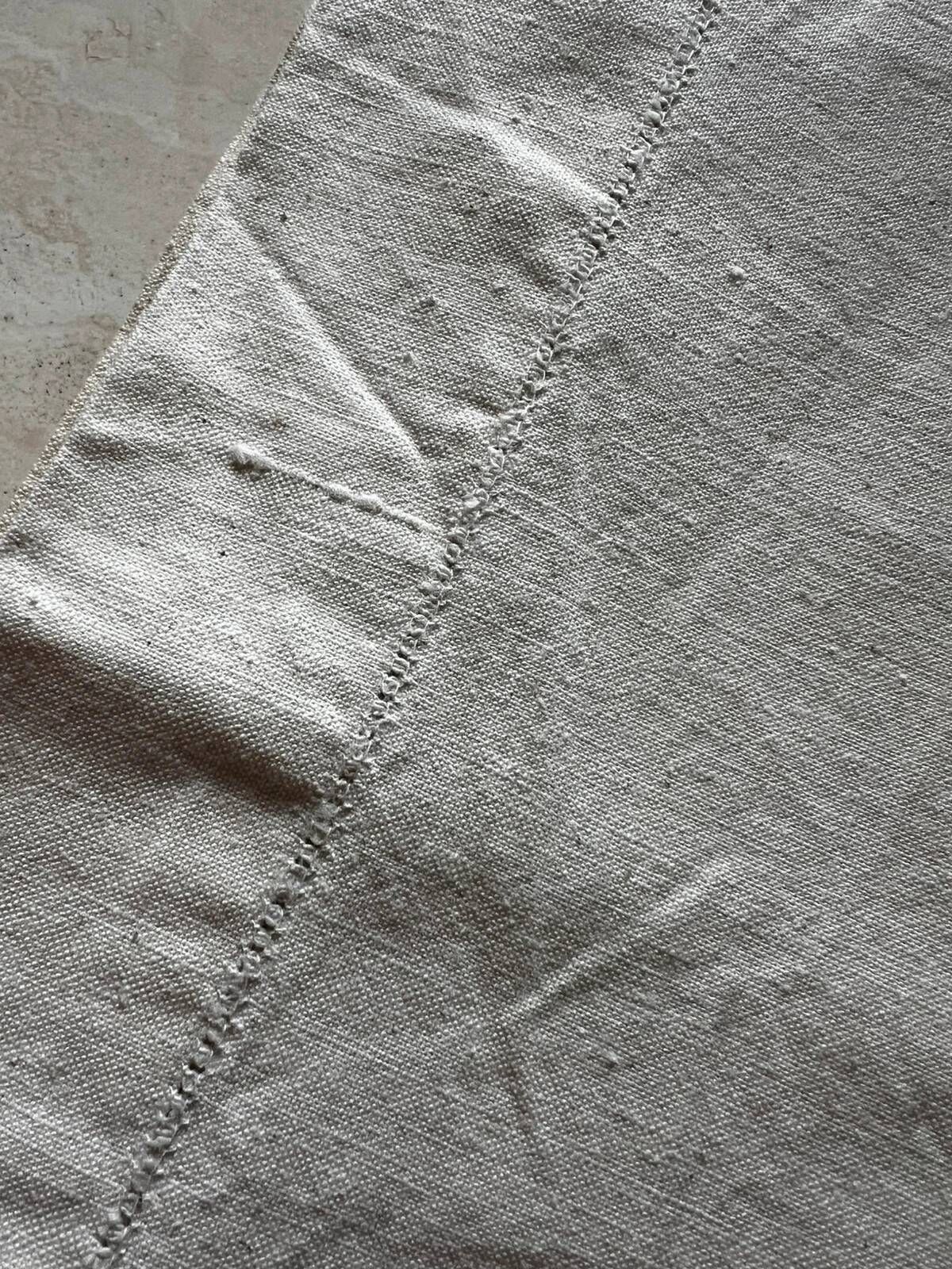 Large antique hemp linen cloth, hand-stitched.
