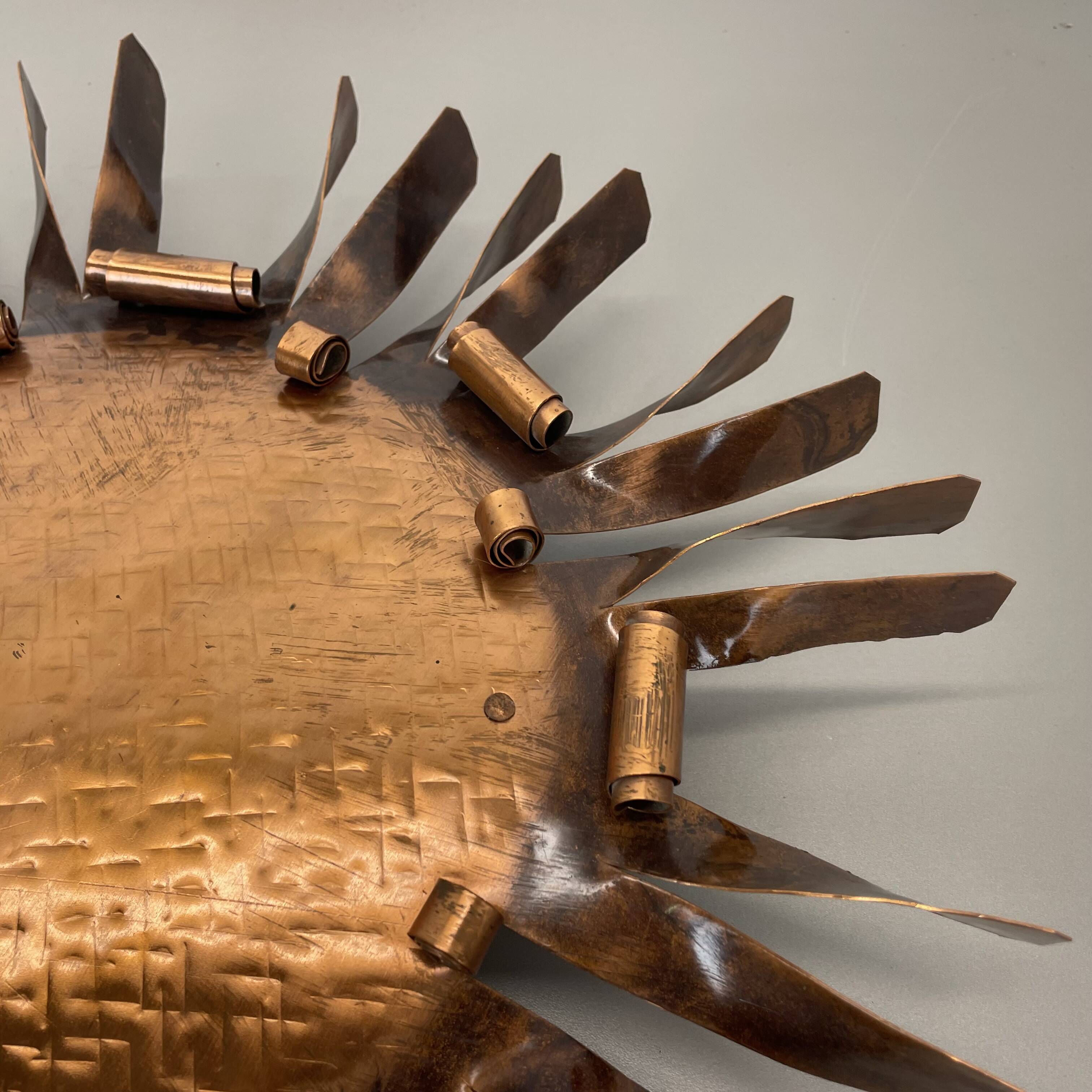 large 50cm solid copper Stilnovo Style Sunburst Theatre Wall Light , Italy
