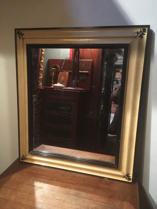 Miroir noir et blanc cassé 79x69cm