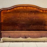 Bed in solid walnut and very old walnut burl