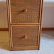 Rare vintage desk Ash and woven rattan - Large top - 6 drawers - Functional desk