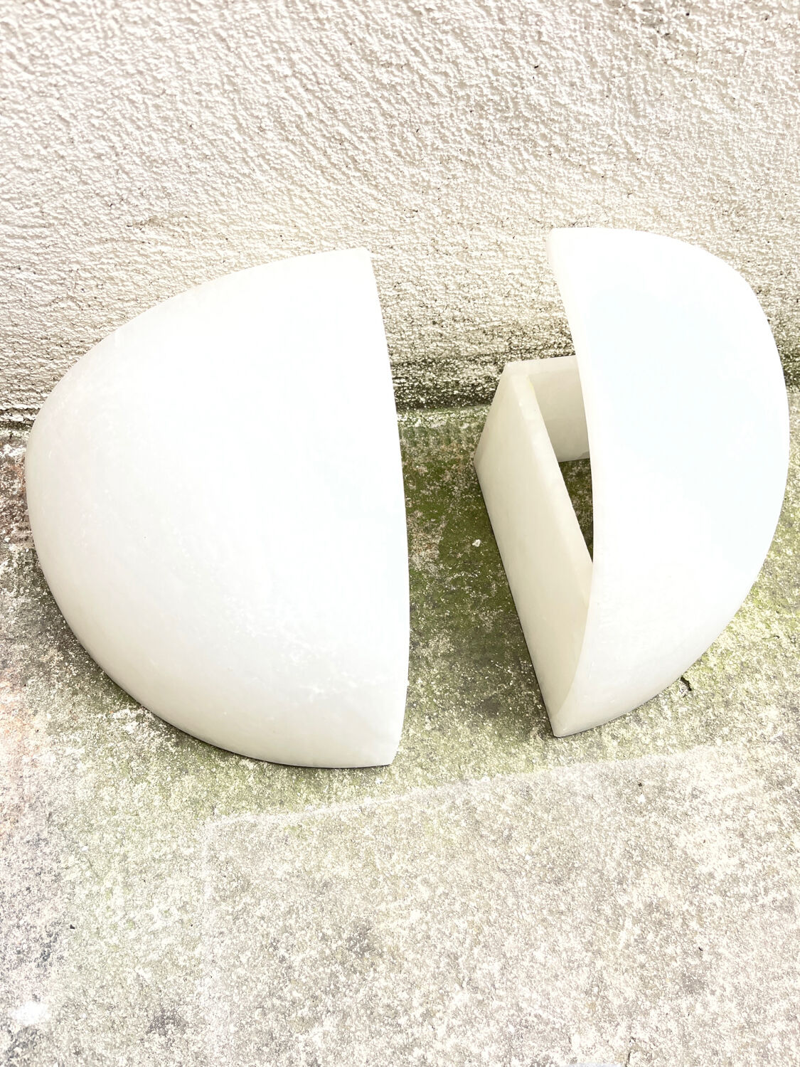 Set of 2 alabaster corner sconces