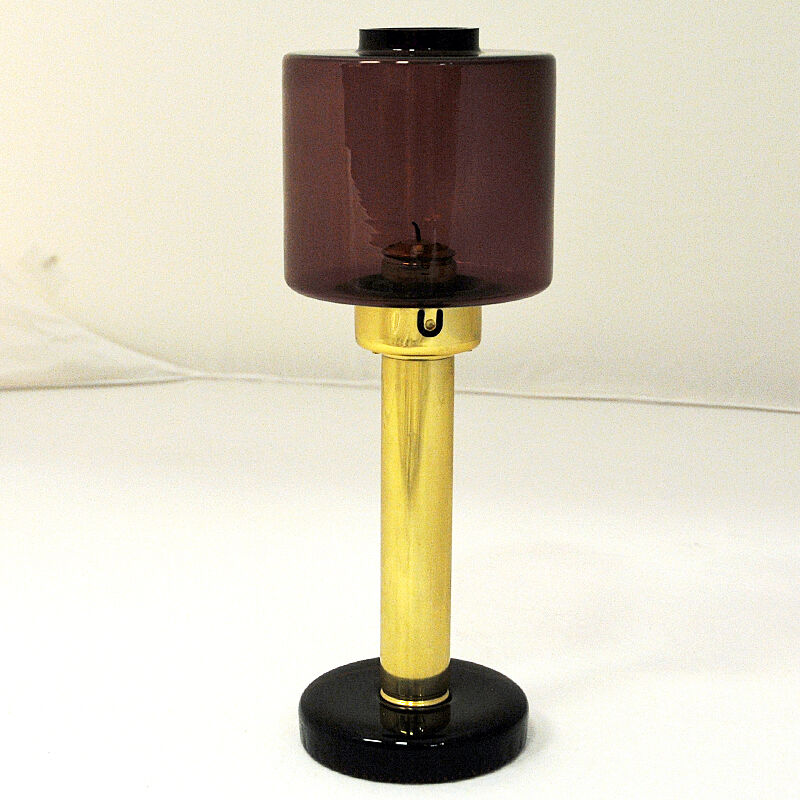 Swedish Candle holder with coloured glassdome by Östlings, Gnosjö 1960s