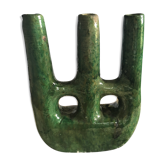 Enamelled terracotta candle holder