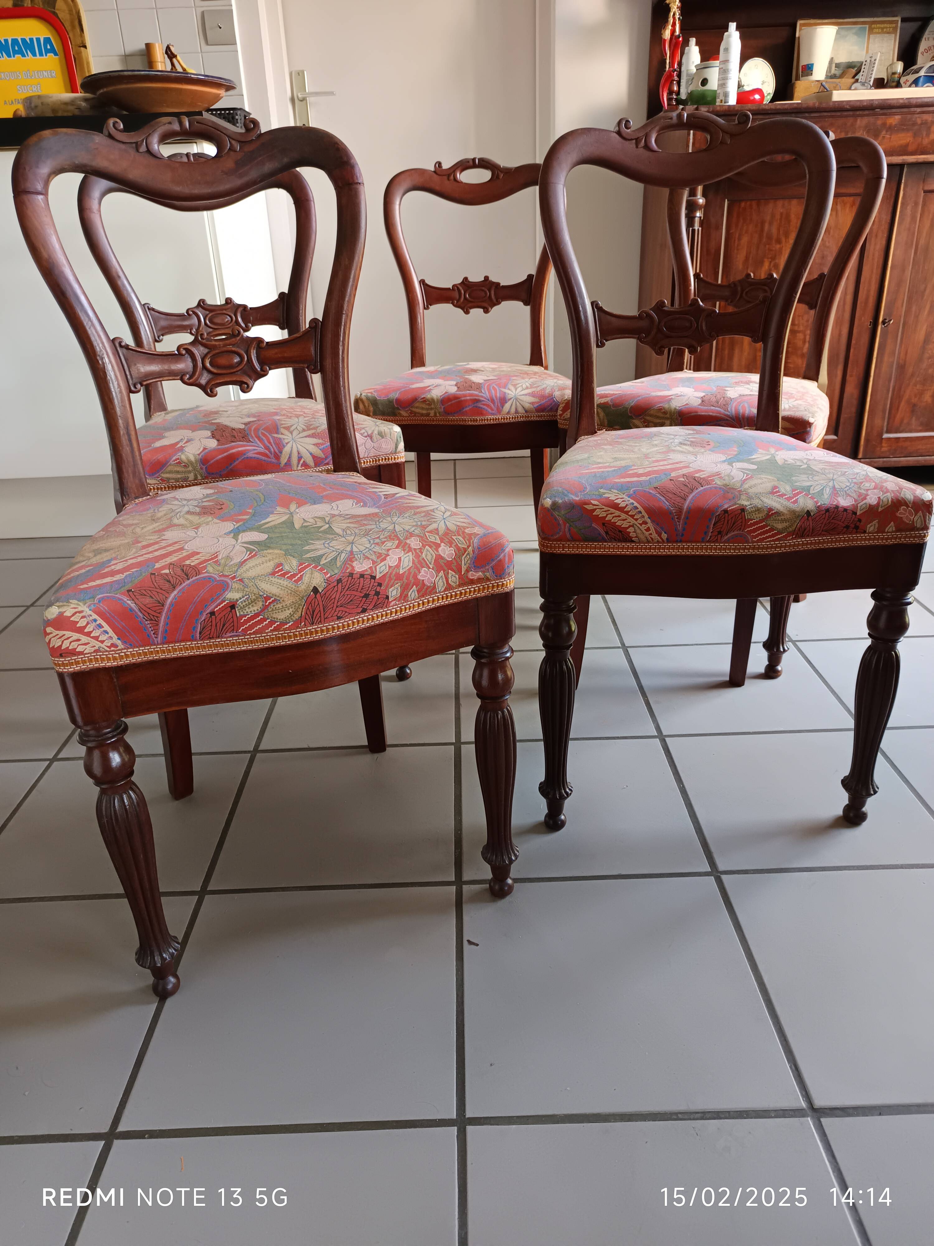 Set of 5 19th century cacahogany chairs