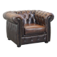 Fauteuil chesterfield anglais en cuir de mouton