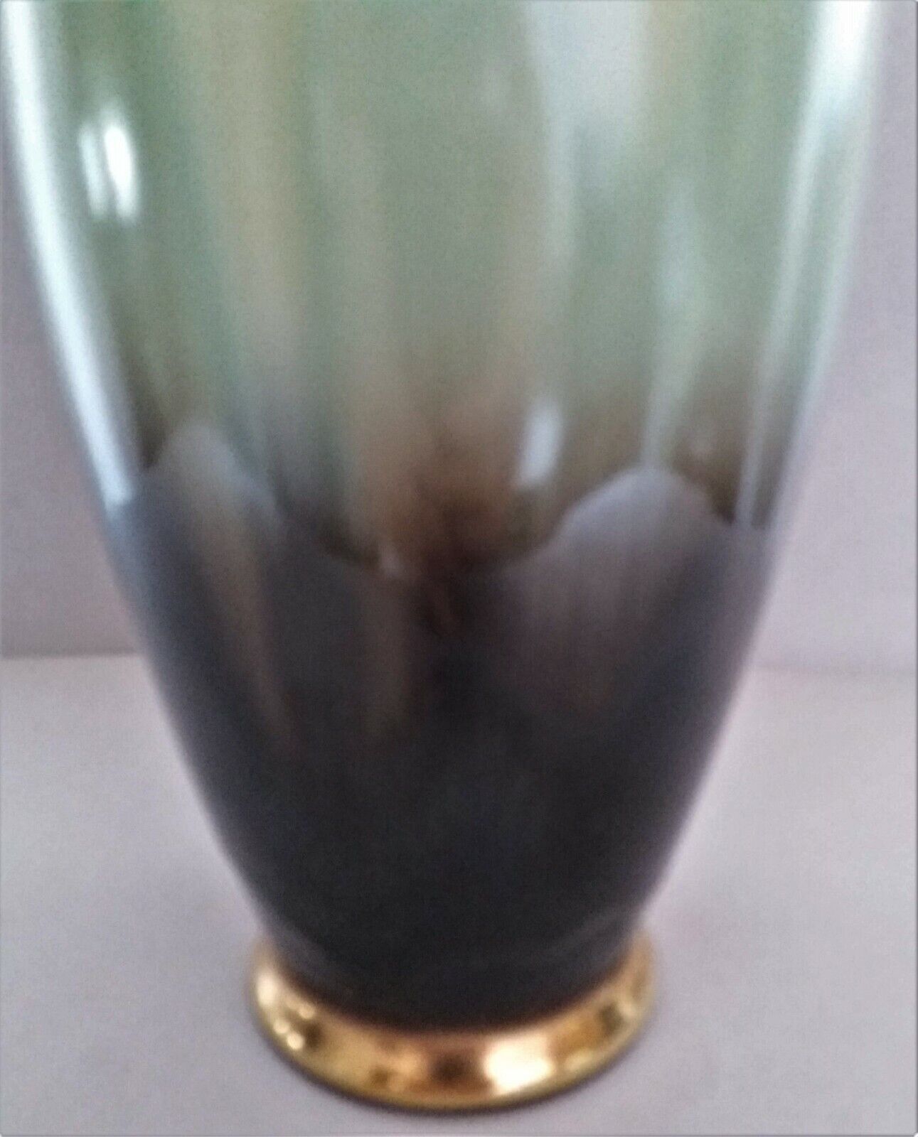 Vintage earthenware vase gold border marked Germany