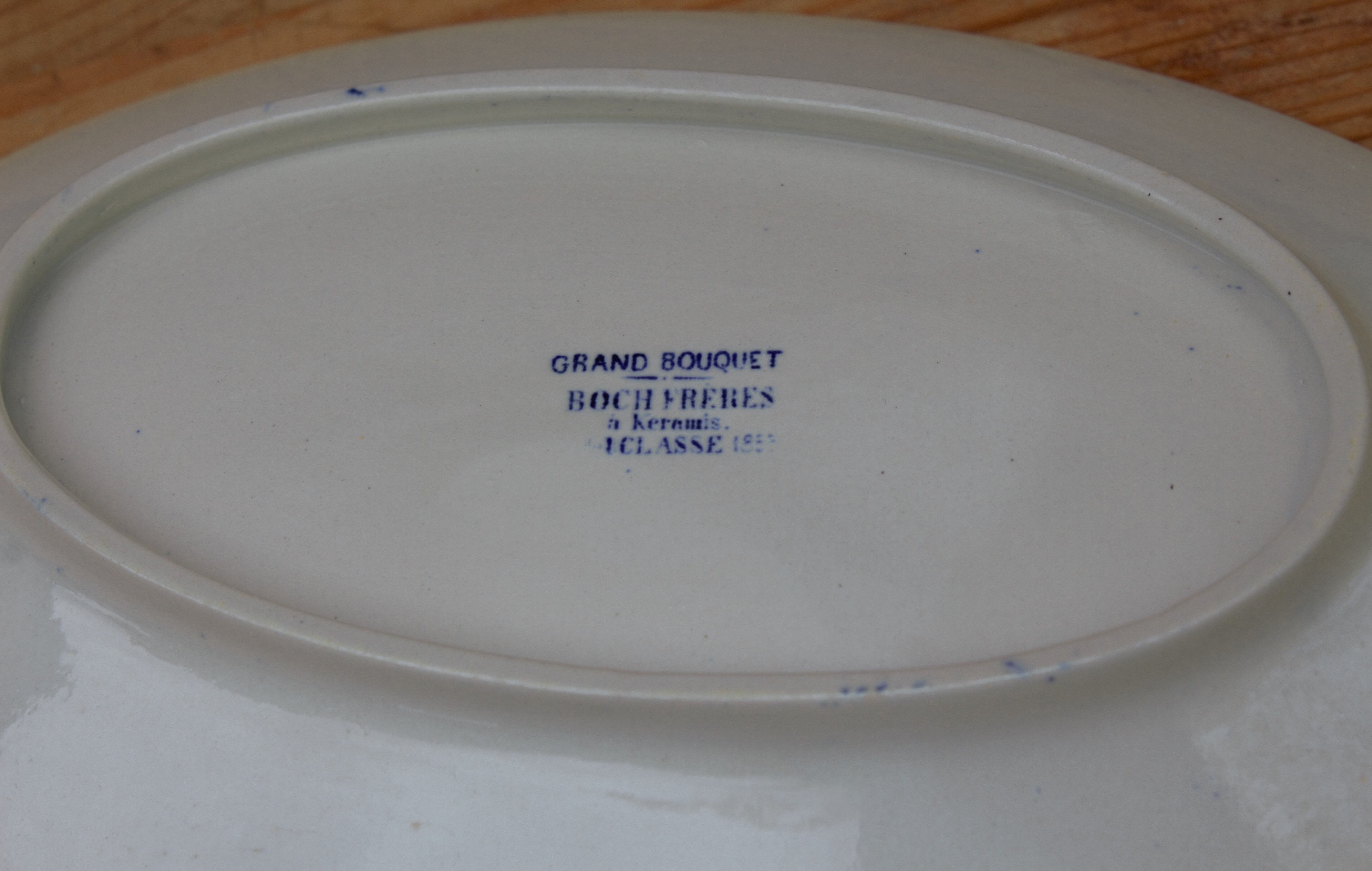 Old plate Boch Keramis brothers large bouquet