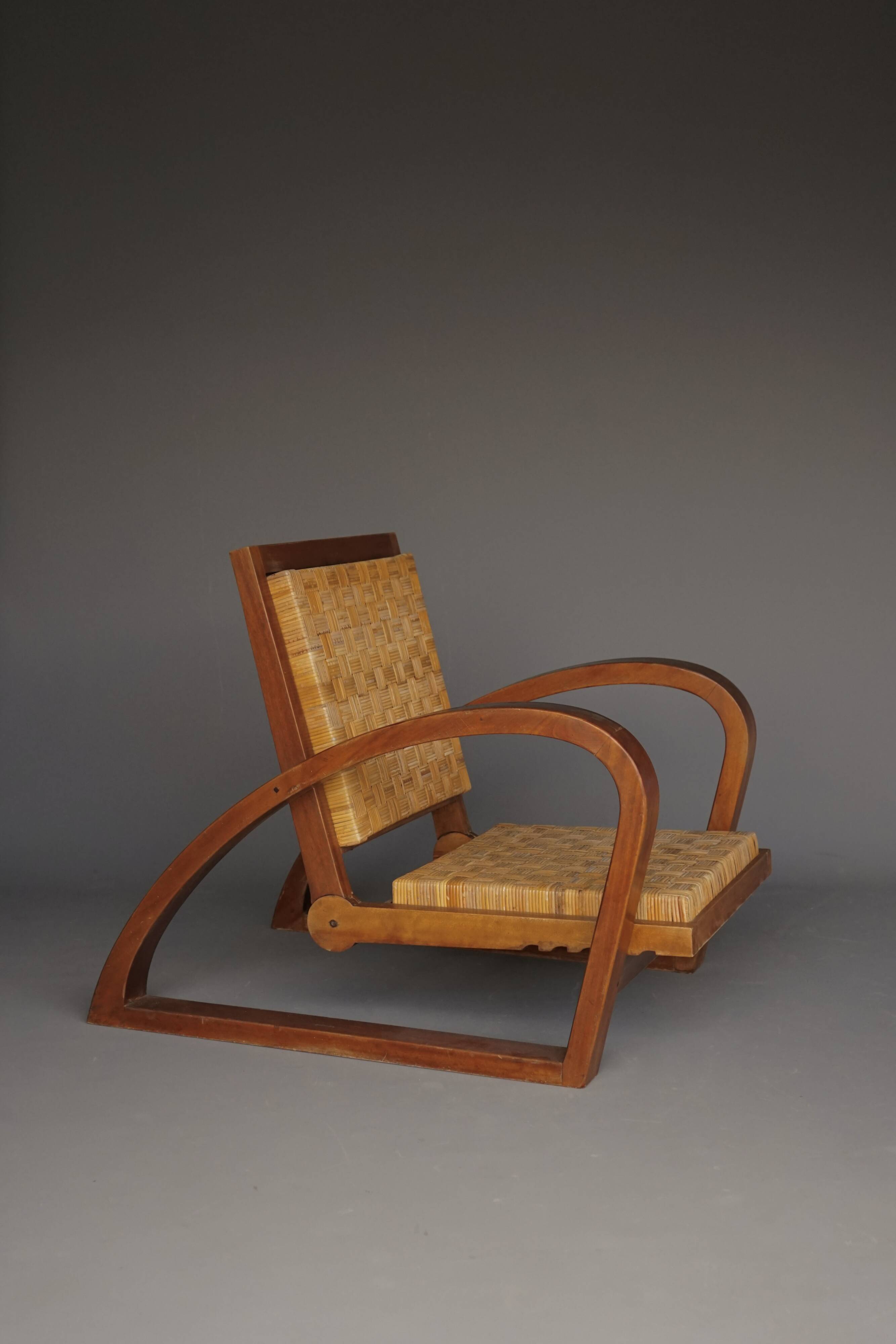 Vintage Lounge Chair and Ottoman by Francis Jourdain, 1920s