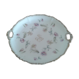 Ravissant plat à tarte en porcelaine, Limoges Jean Pouyat