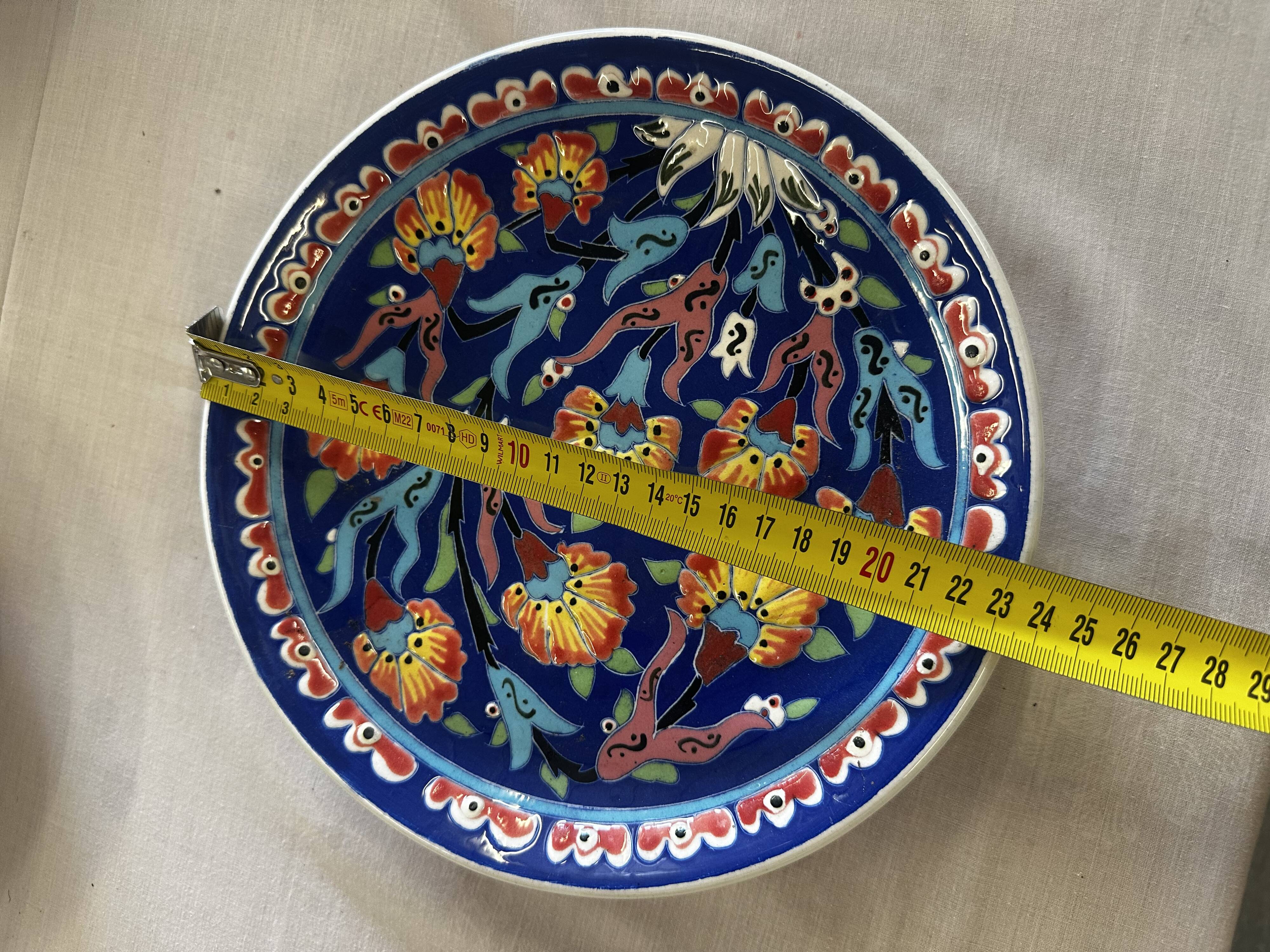 Kuthaya Decorative Plate Turkish Ceramic Handmade Diameter 23 cm