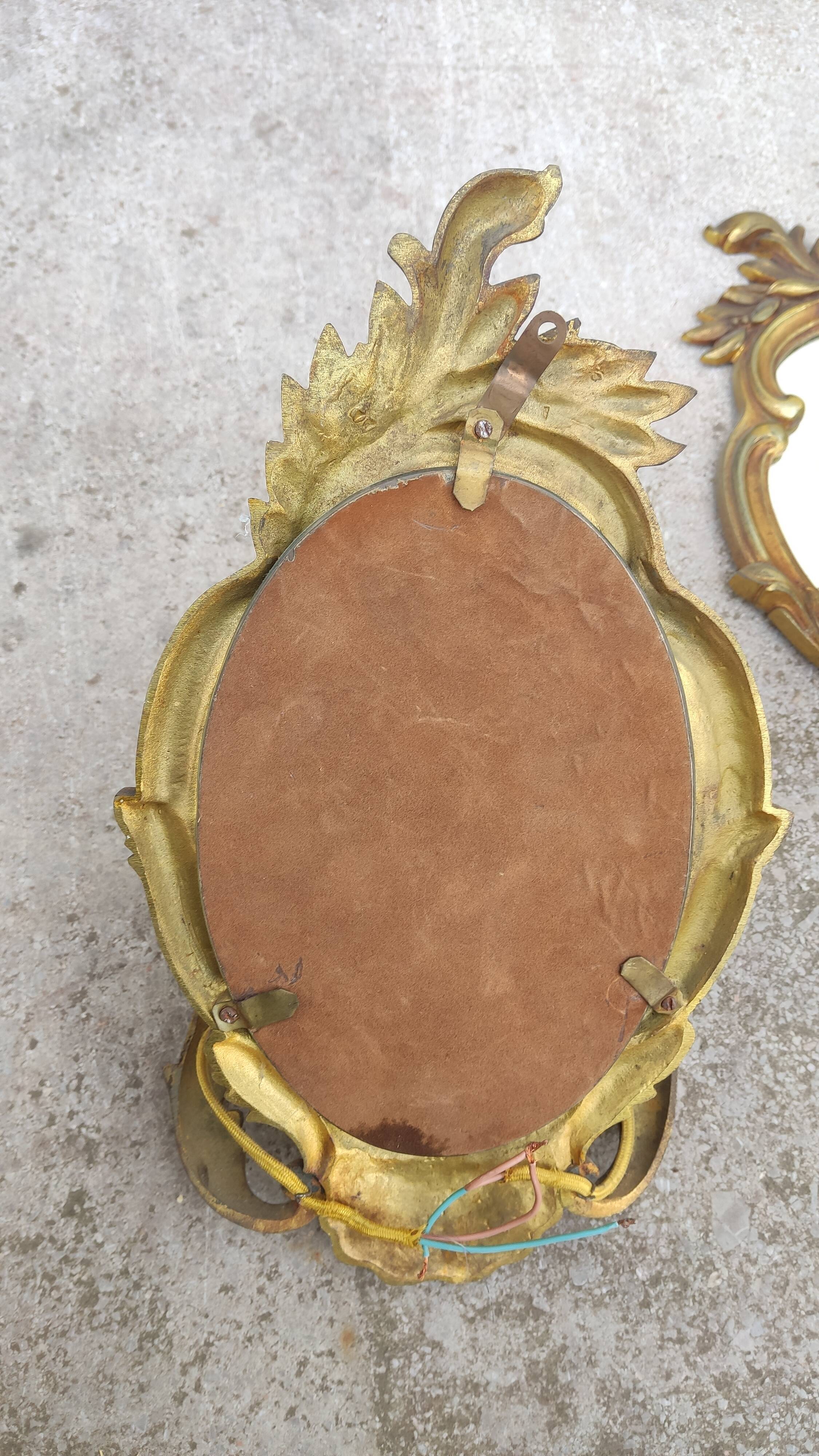 Pair of appliques in gilded bronze and Louis XV style mirror